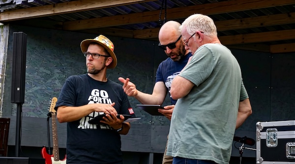 Jon setting up live sound for a gig